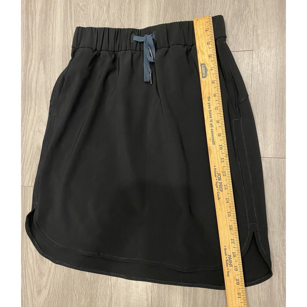 LULULEMON Long 20.5" Skirt‎ Black Woven Drawstring Stretch Pocket Women's 6 - Picture 3 of 6